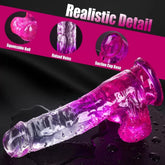 Realistik Jel Dokulu Vantuzlu Ultra Yumuşak Şeffaf Mor Yapay Penis Dildo